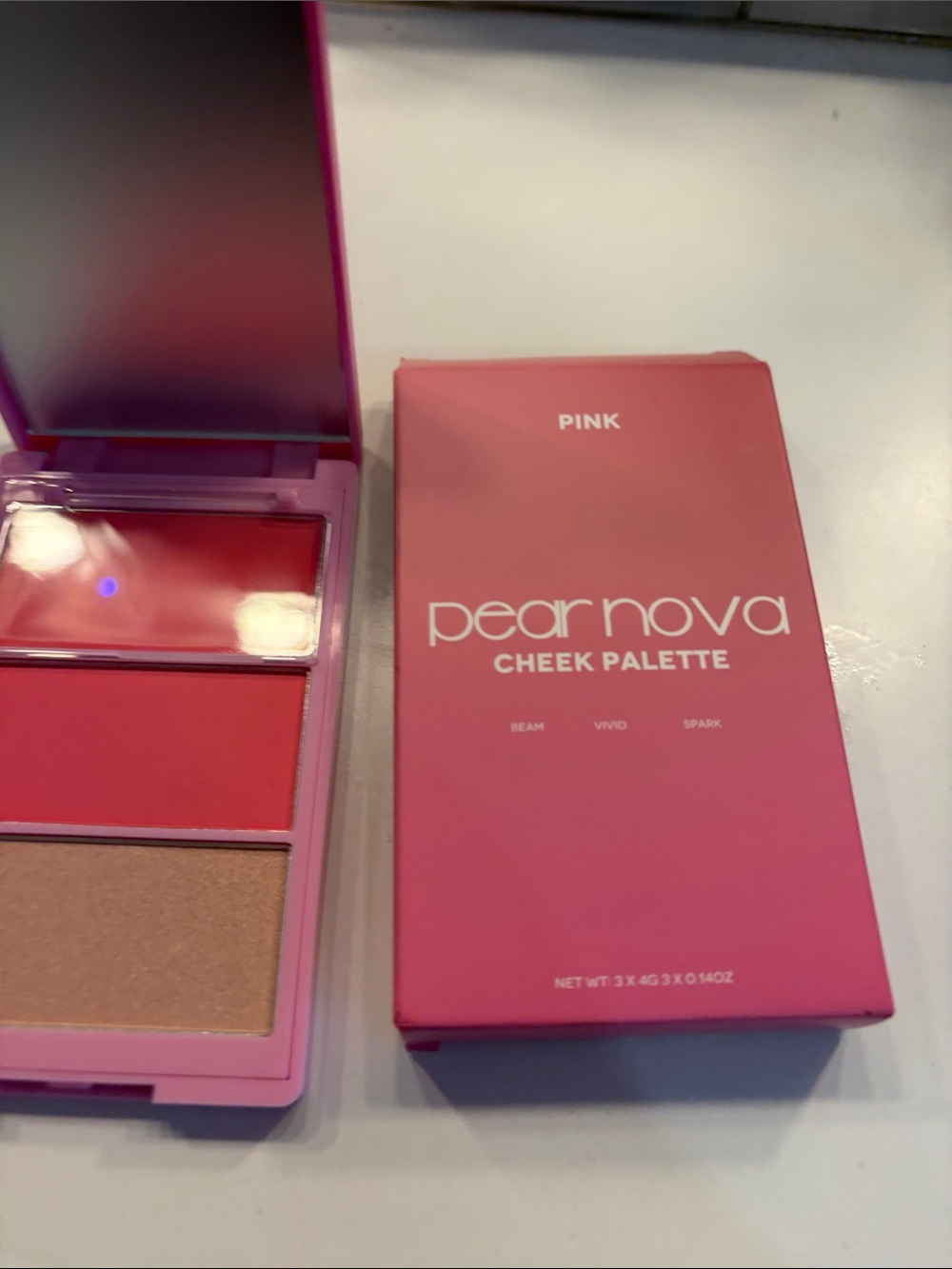 Pear Nova Pink Cheek Palette with Blush & Champagne Highlighter